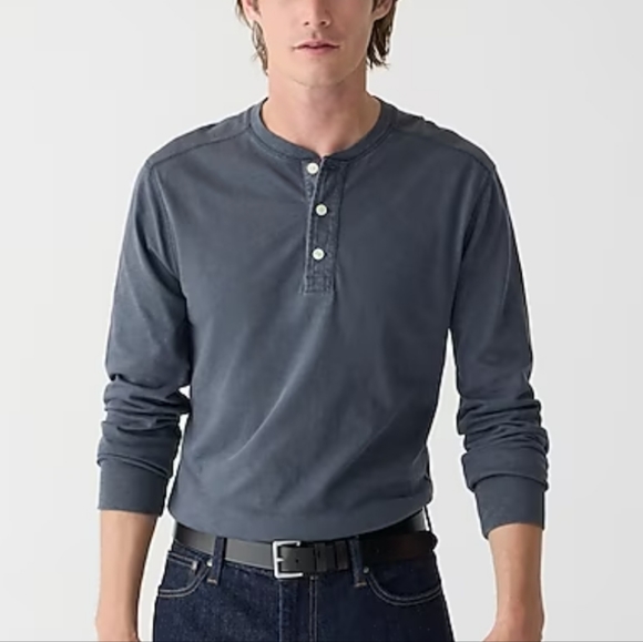 J. Crew Other - J. Crew, Storm Blue Garment Dyed Slub Cotton Knit Henley Men's Size, Medium